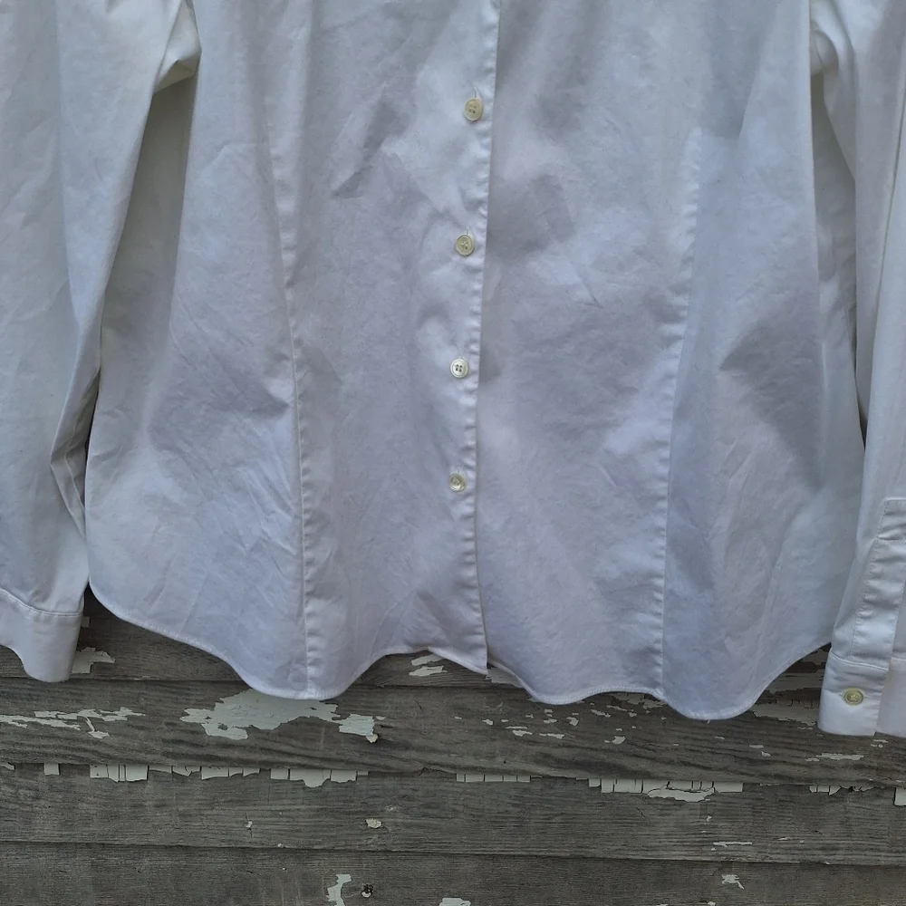Lafayette 148 New York White Button-Down Shirt Size 16 - Picture 2 of 6
